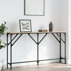 Sidetables-vidaXL - Consoletafel - Sonoma eiken - Bewerkt hout - 140x23x75 cm