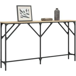 Sidetables-vidaXL - Consoletafel - Sonoma eiken - Bewerkt hout - 140x23x75 cm