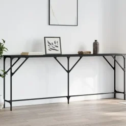 Sidetables-vidaXL - Consoletafel - Zwart - Bewerkt hout - 200x29x75 cm