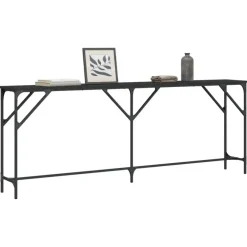 Sidetables-vidaXL - Consoletafel - Zwart - Bewerkt hout - 200x29x75 cm
