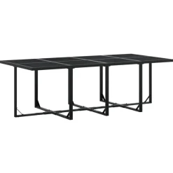 Tuinsets-vidaXL - 9-delige inklapbaar Tuinset gris kussens -Zwart textileen - 220x107 cm