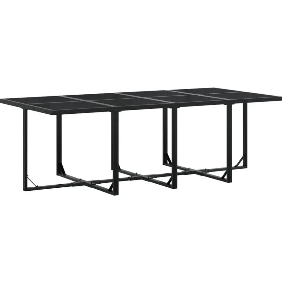 Tuinsets-vidaXL - 9-delige inklapbaar Tuinset gris kussens -Zwart textileen - 220x107 cm