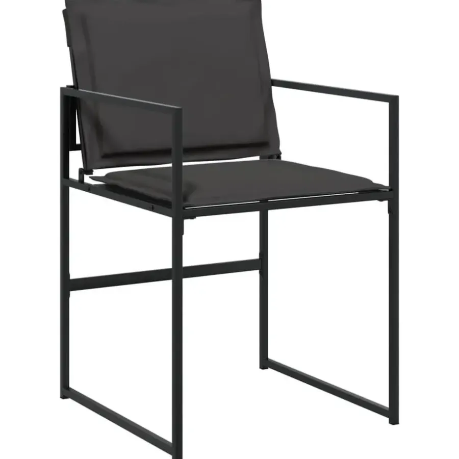 Tuinsets-vidaXL - 9-delige inklapbaar Tuinset gris kussens -Zwart textileen - 220x107 cm