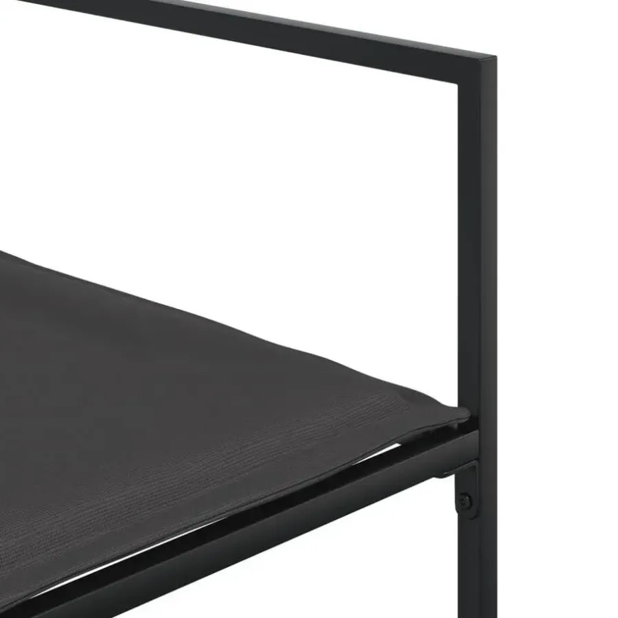 Tuinsets-vidaXL - 9-delige inklapbaar Tuinset gris kussens -Zwart textileen - 220x107 cm