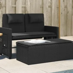 Loungebanken-vidaXL - 2-delige Loungebanken Verstelbare met kussens - Zwart - 113x61x87 cm