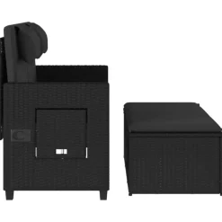 Loungebanken-vidaXL - 2-delige Loungebanken Verstelbare met kussens - Zwart - 113x61x87 cm