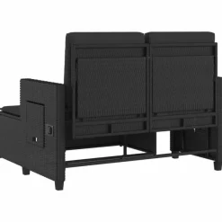 Loungebanken-vidaXL - 2-delige Loungebanken Verstelbare met kussens - Zwart - 113x61x87 cm