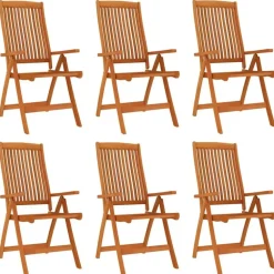 Tuinsets-vidaXL - 7-delige Tuinset 6 fauteuils massief eucalyptushout - (150-200)x100 cm
