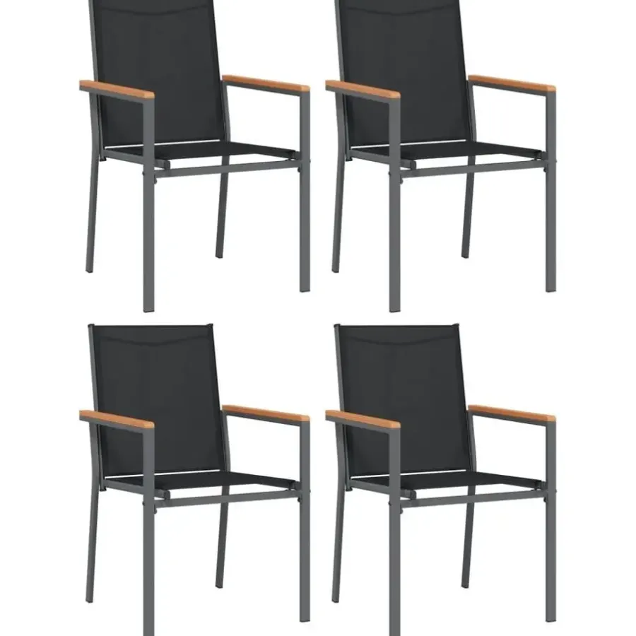vidaXL - 5-delige Tuinset 4 fauteuils - Zwart - Textileen - 160x80 cm