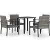 Tuinsets-vidaXL - 5-delige Tuinset - Grijs - Poly rattan en glas - 70x70 cm