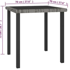Tuinsets-vidaXL - 5-delige Tuinset - Grijs - Poly rattan en glas - 70x70 cm