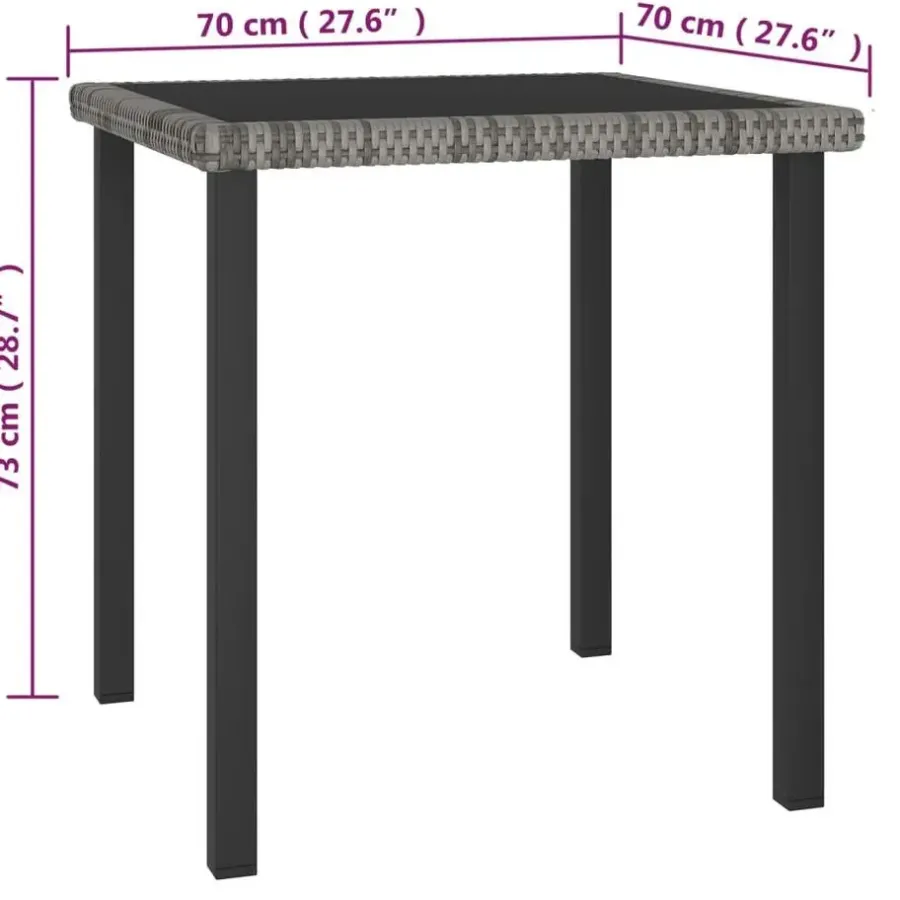 Tuinsets-vidaXL - 5-delige Tuinset - Grijs - Poly rattan en glas - 70x70 cm