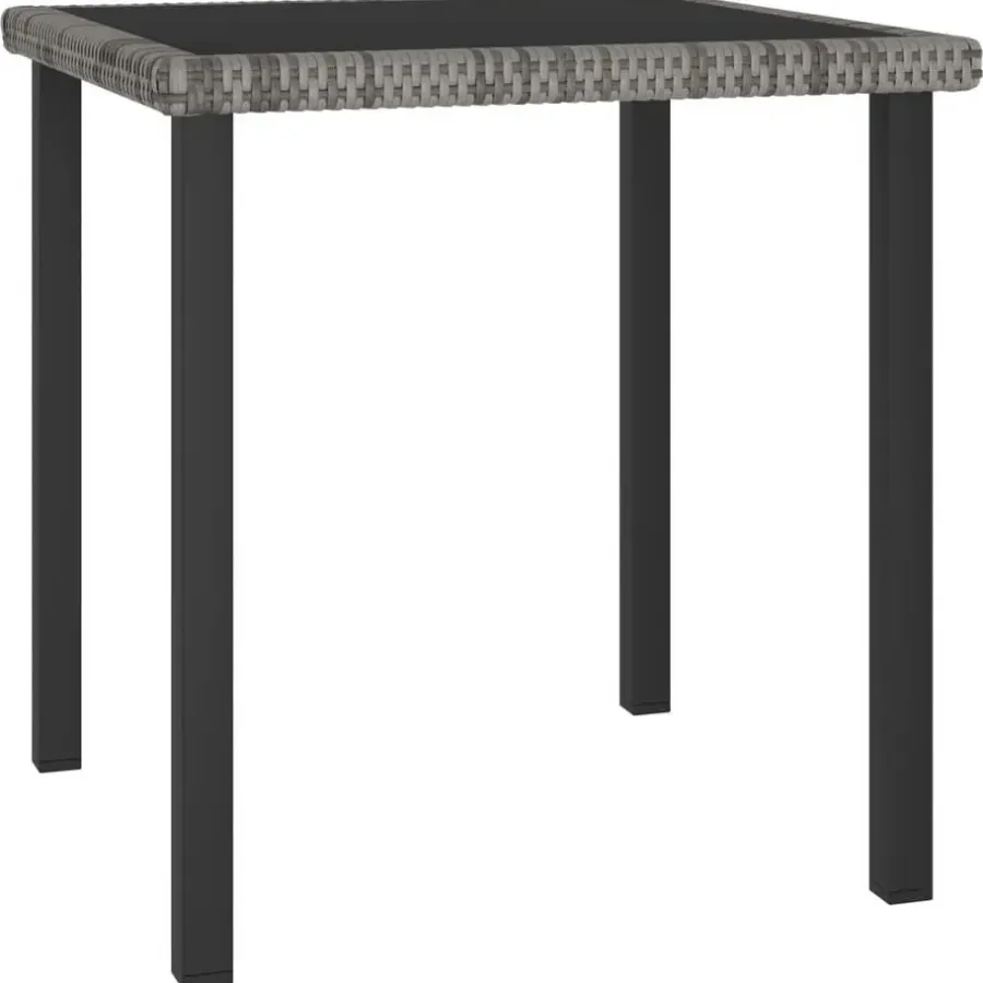 Tuinsets-vidaXL - 5-delige Tuinset - Grijs - Poly rattan en glas - 70x70 cm