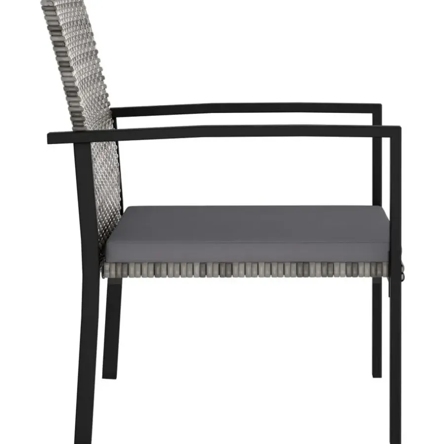 Tuinsets-vidaXL - 5-delige Tuinset - Grijs - Poly rattan en glas - 70x70 cm