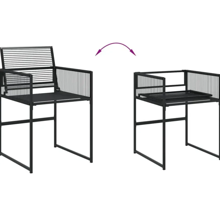 vidaXL - 7-delige Tuinset - Inklapbaar - Zwart - PE rattan - 165x107 cm