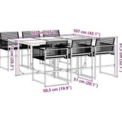 vidaXL - 7-delige Tuinset - Inklapbaar - Zwart - PE rattan - 165x107 cm
