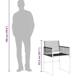 vidaXL - 7-delige Tuinset - Inklapbaar - Zwart - PE rattan - 165x107 cm