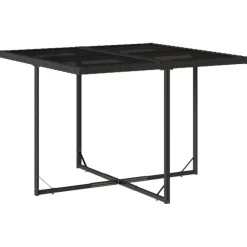 Tuinsets-vidaXL - 9-delige Tuinset 4 krukken wit kussens - Zwart - PE rattan - 110x106 cm
