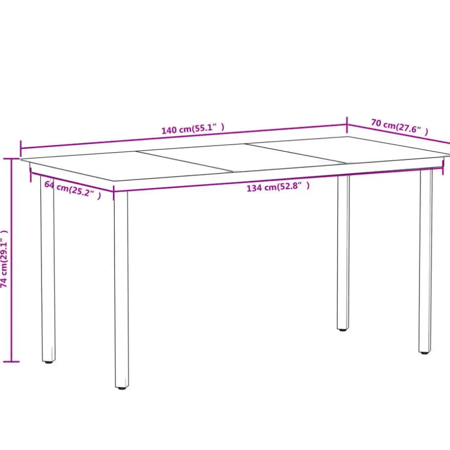 vidaXL - 5-delige Tuinset - Zwart katoenen touw en staal - 140x70 cm
