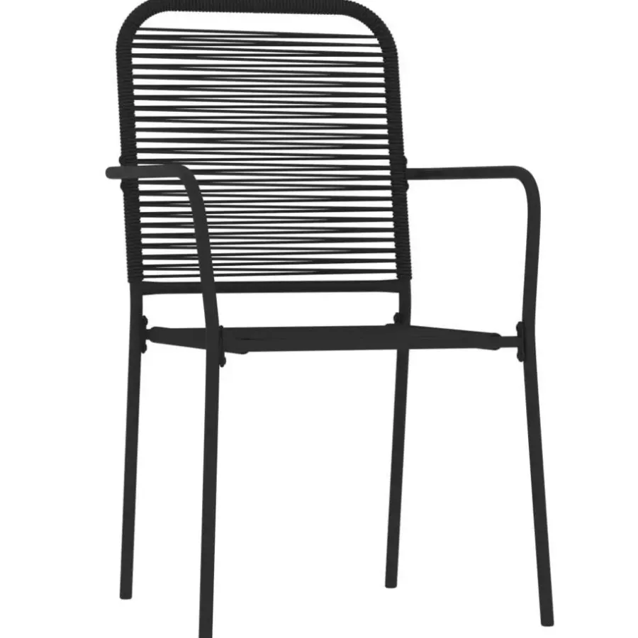 Tuinsets-vidaXL - 5-delige Tuinset - Zwart katoenen touw en staal - 80x80 cm