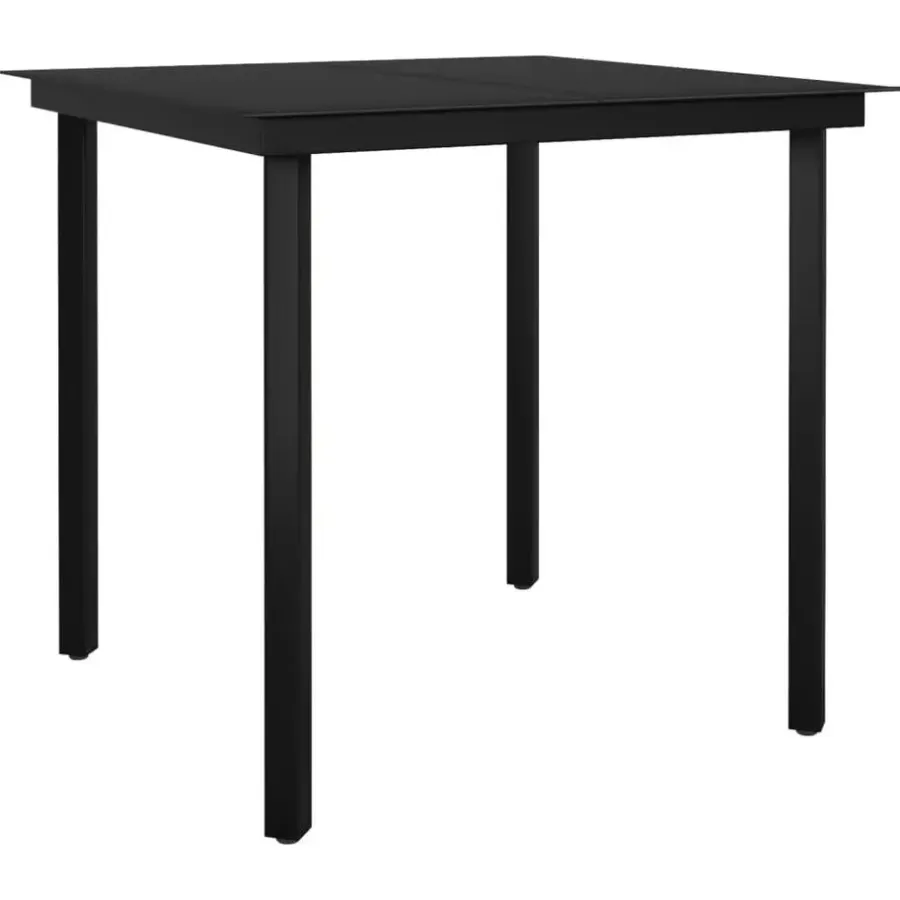 Tuinsets-vidaXL - 5-delige Tuinset - Zwart katoenen touw en staal - 80x80 cm