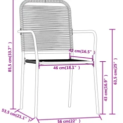 Tuinsets-vidaXL - 5-delige Tuinset - Zwart katoenen touw en staal - 80x80 cm