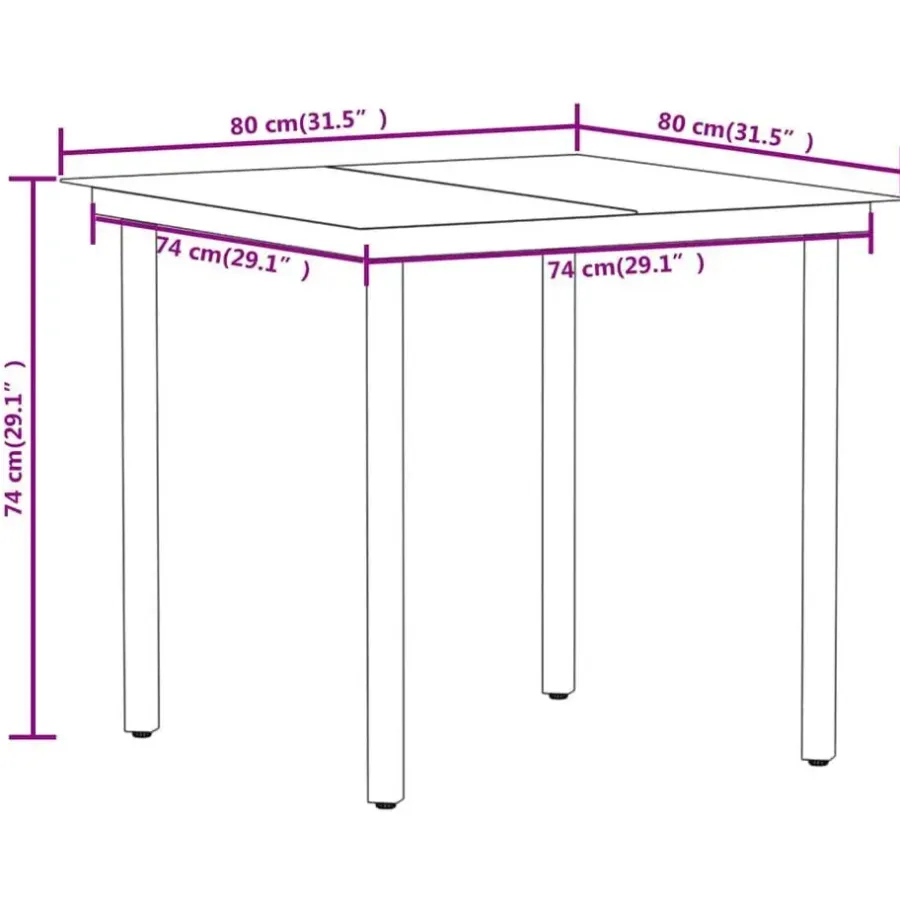 Tuinsets-vidaXL - 5-delige Tuinset - Zwart katoenen touw en staal - 80x80 cm