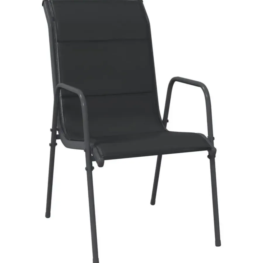 vidaXL - 5-delige Tuinset - Zwart - Textileen met voering en staal - 140x70 cm