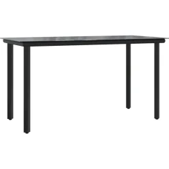 vidaXL - 5-delige Tuinset - Zwart - Textileen met voering en staal - 140x70 cm