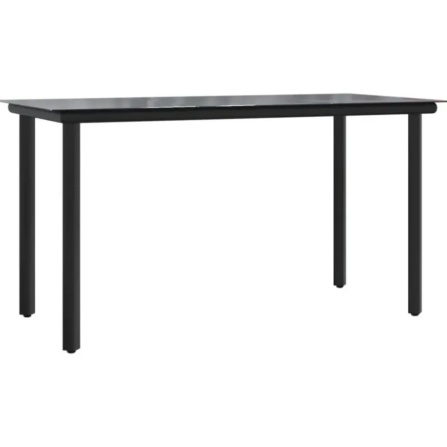 vidaXL - 5-delige Tuinset - Zwart - Textileen met voering en staal - 140x70 cm