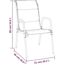vidaXL - 5-delige Tuinset - Zwart - Textileen met voering en staal - 140x70 cm
