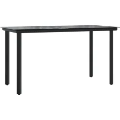 Tuinsets-vidaXL - 7-delige Tuinset - Zwart - Textileen met voering en staal - 140x70 cm