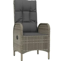 Tuinsets-vidaXL - 4-delige Tuinset bank en verstelbare stoelen - Grijs - 160x80 cm