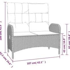 Tuinsets-vidaXL - 4-delige Tuinset bank en verstelbare stoelen - Grijs - 160x80 cm