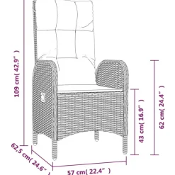 Tuinsets-vidaXL - 4-delige Tuinset bank en verstelbare stoelen - Grijs - 160x80 cm