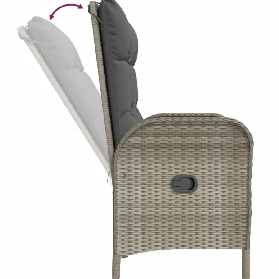 Tuinsets-vidaXL - 4-delige Tuinset bank en fauteuils - Grijs - Poly rattan - 160x80 cm