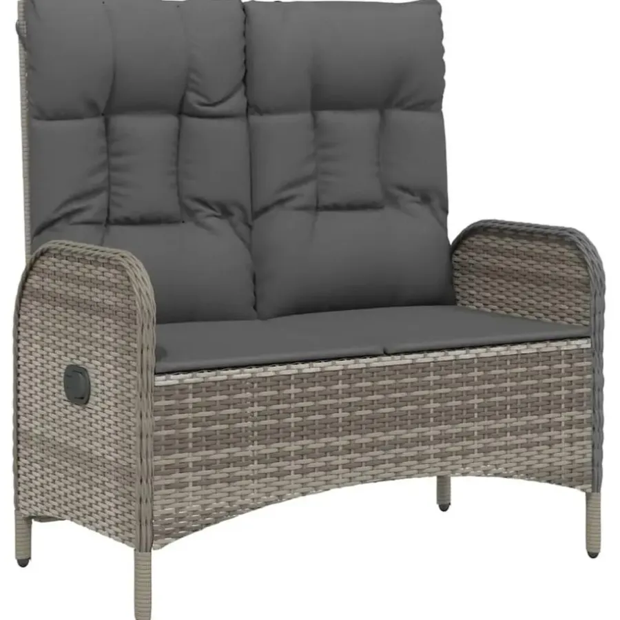 Tuinsets-vidaXL - 4-delige Tuinset bank en fauteuils - Grijs - Poly rattan - 160x80 cm