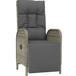Tuinsets-vidaXL - 4-delige Tuinset bank en fauteuils - Grijs - Poly rattan - 160x80 cm