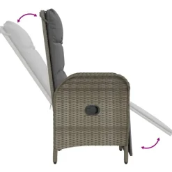 Tuinsets-vidaXL - 4-delige Tuinset bank en fauteuils - Grijs - Poly rattan - 160x80 cm