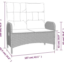 Tuinsets-vidaXL - 4-delige Tuinset bank en fauteuils - Grijs - Poly rattan - 160x80 cm