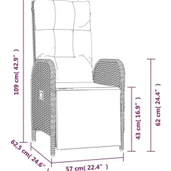 Tuinsets-vidaXL - 4-delige Tuinset bank en fauteuils - Grijs - Poly rattan - 160x80 cm