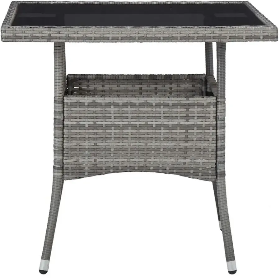 vidaXL - 5-delige Tuinset grijs - Poly rattan en glas - 80x80 cm