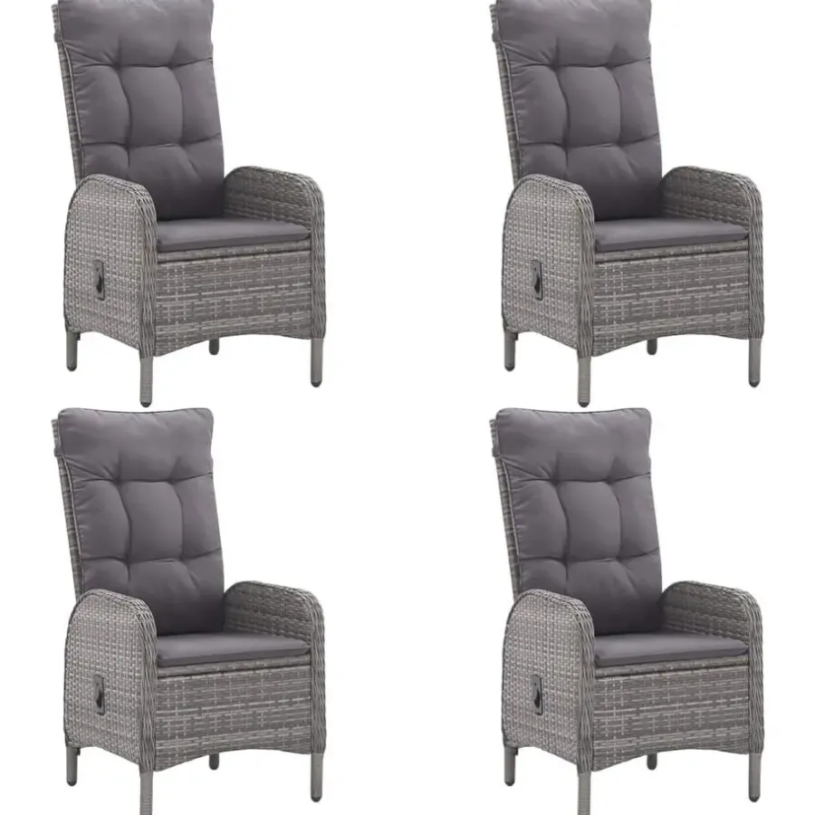 vidaXL - 5-delige Tuinset grijs - 4 verstelbaar stoelen en 85x85 cm tafel