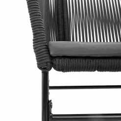 Tuinsets-vidaXL - 5-delige Tuinset grijs kussens - Zwart PE rattan en staal - 80x80 cm