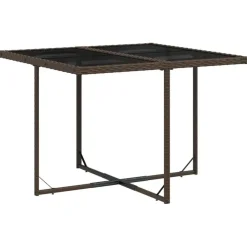 Tuinsets-vidaXL - 5-delige Tuinset met wit kussens - Bruin - Poly rattan - 110x106 cm