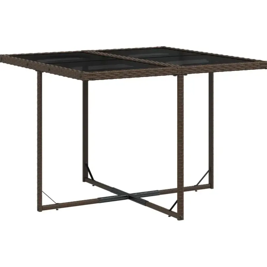 Tuinsets-vidaXL - 5-delige Tuinset met wit kussens - Bruin - Poly rattan - 110x106 cm