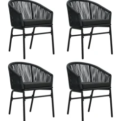 vidaXL - 5-delige Tuinset met kussens - Zwart PVC-rattan en staal - 80x80 cm