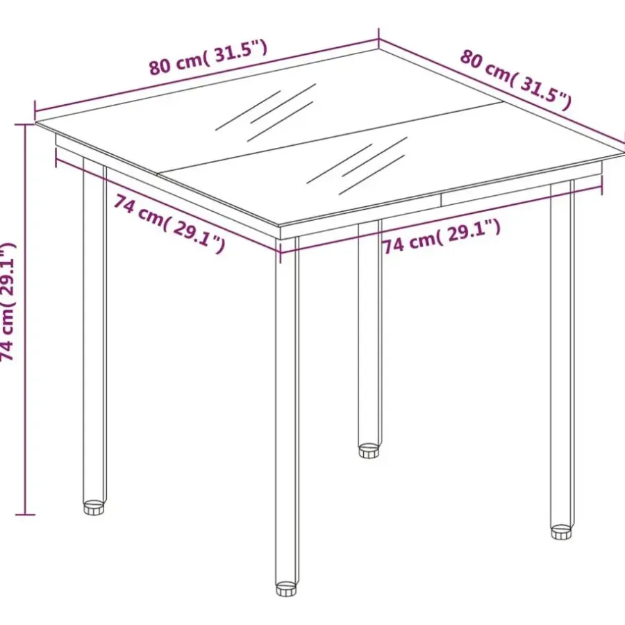 vidaXL - 5-delige Tuinset met kussens - Zwart PVC-rattan en staal - 80x80 cm