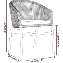 vidaXL - 5-delige Tuinset met kussens - Zwart PVC-rattan en staal - 80x80 cm