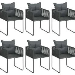 Tuinsets|Tuinsets-vidaXL - 7-delige Tuinset met kussens - Zwart - PVC-rattan - 184.5x90 cm
